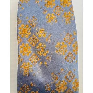 #5896 Mens Narrow Gray and Gold Floral Pattern Necktie, Tie 57 x 2.75